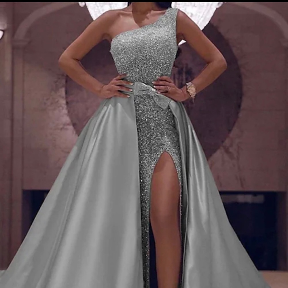 Light in the Box silver sparkle elegant ball gown.